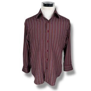 A BASILE Sartoriale Dress Shirt Mens 16‎ Multicolor Stitched Stripes Long Sleeve